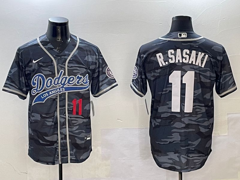 Men Los Angeles Dodgers #11 R.Sasaki Camo Joint Name 2025 Nike MLB Jersey style 3